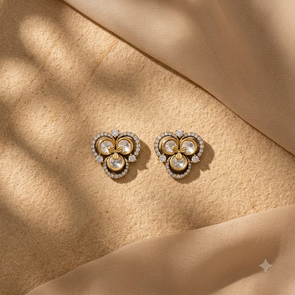 Sana Kundan-Inspired Floral Stud Earrings