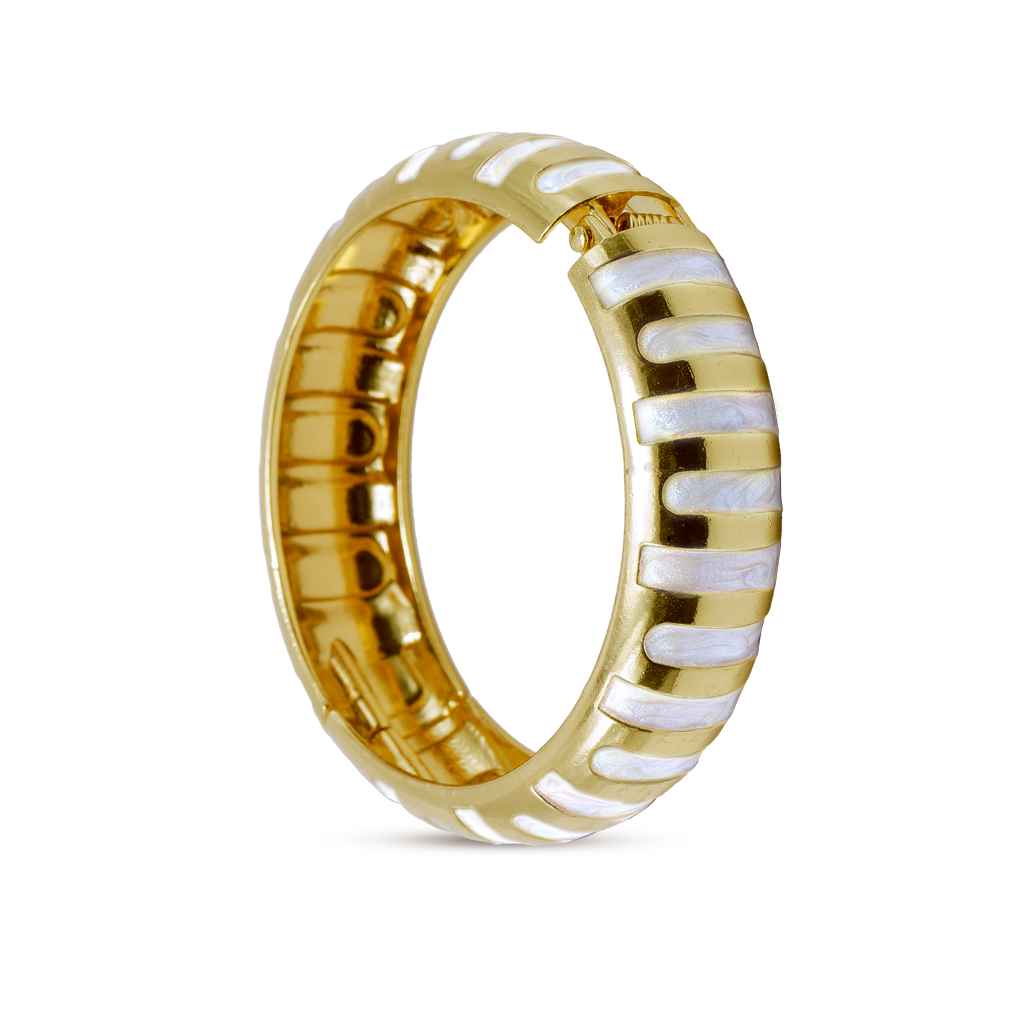 Ivory Stripe Golden Hinged Bangle