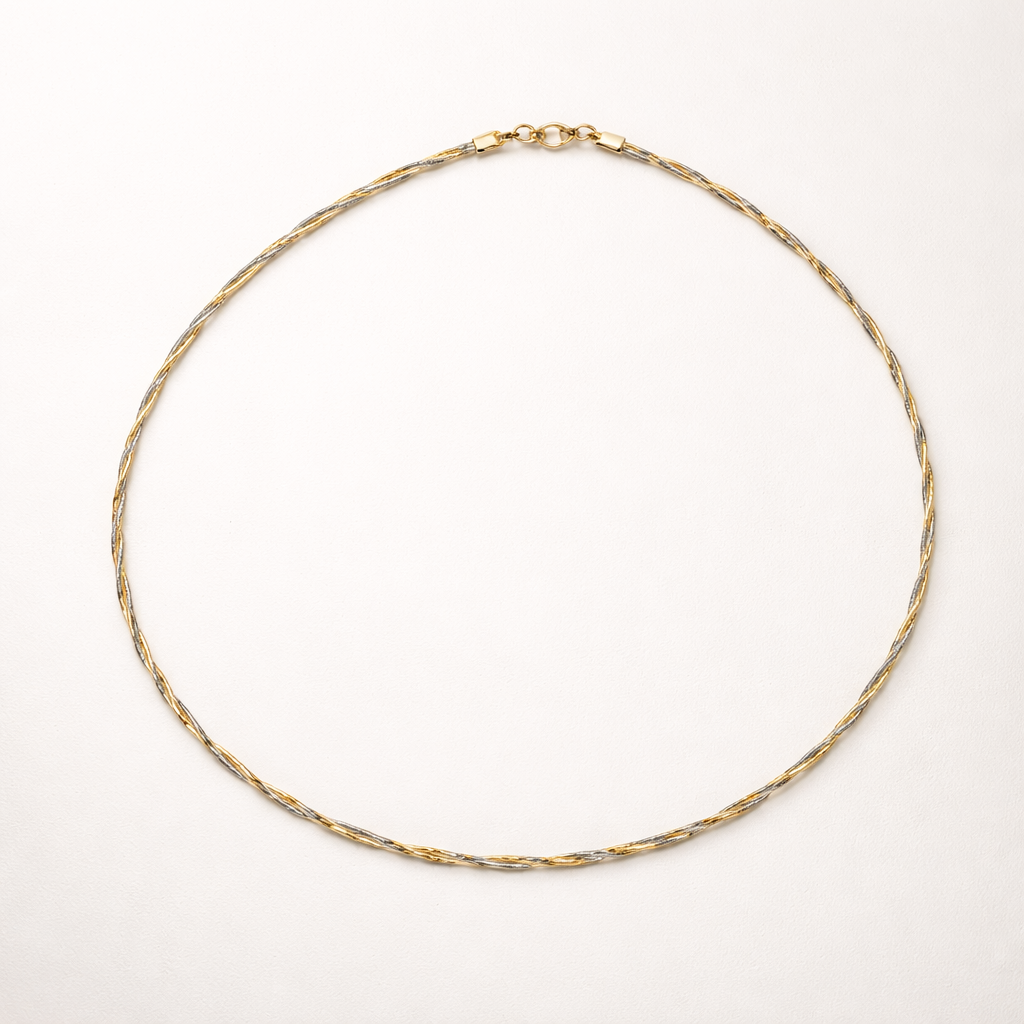Elegant Twisted Two-Tone Gold Chain Necklace