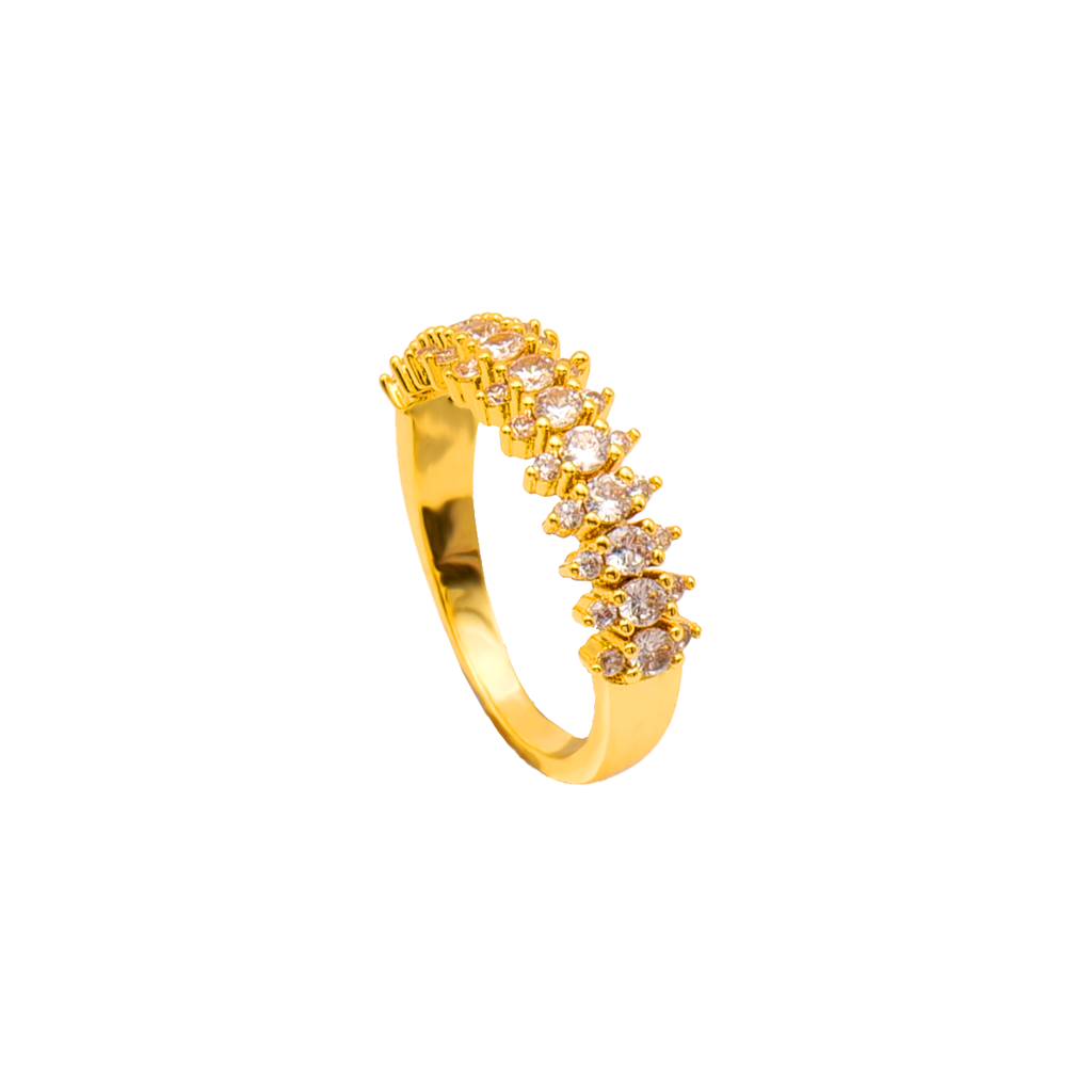 Radiant Cluster Wave Golden Ring