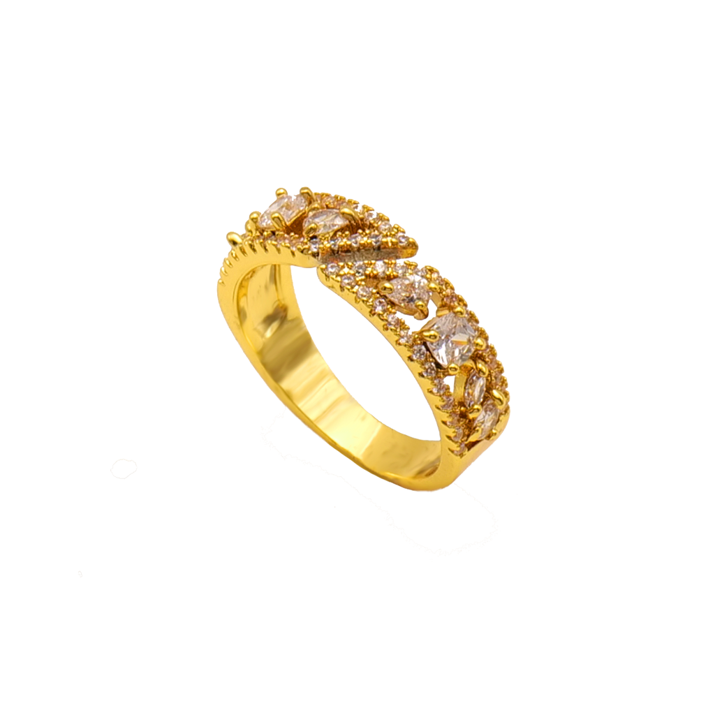 Gilded Geometric Multi-Stone Band