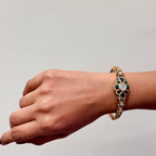 Floral Ruby Statement Bracelet with Gold-Tone Finish