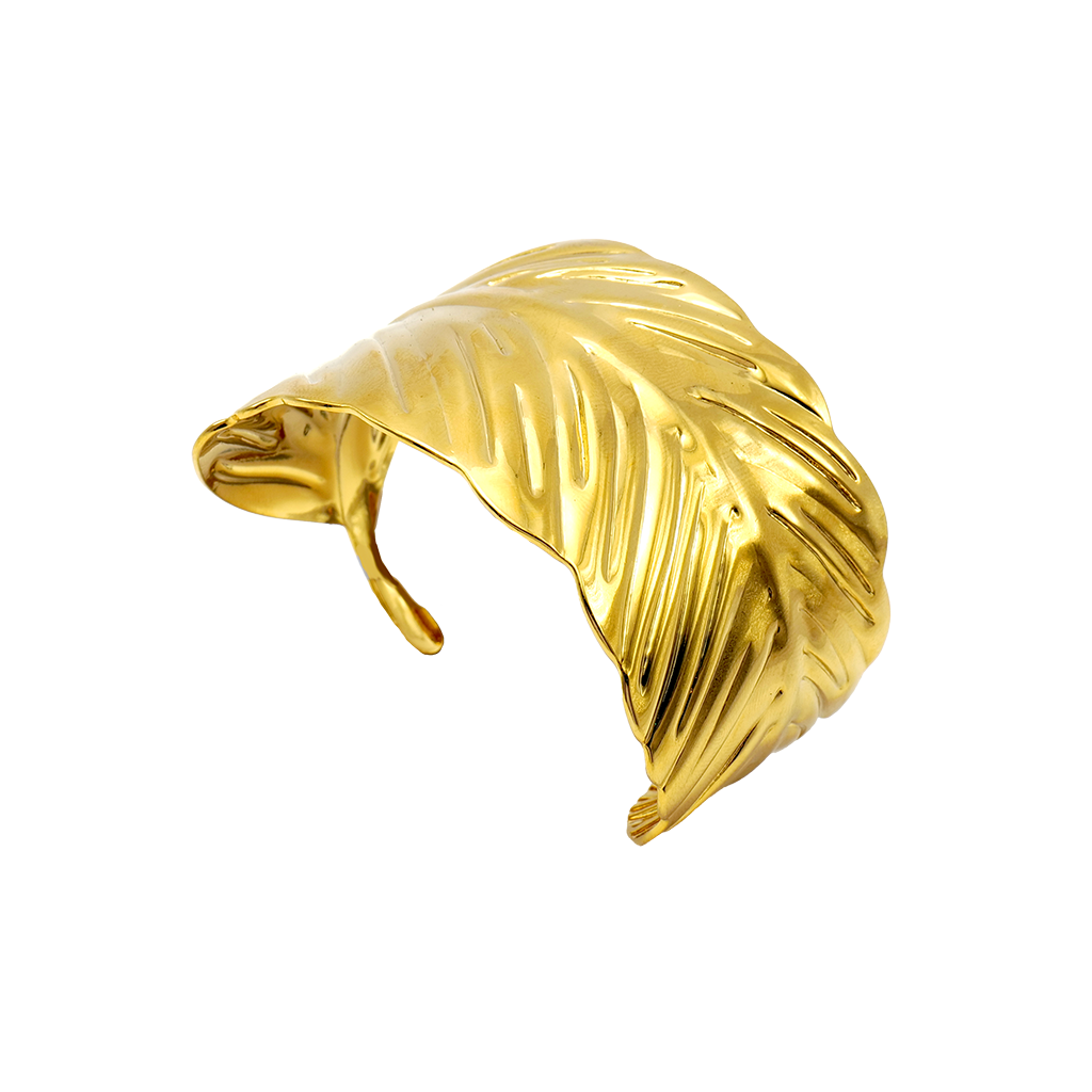 Sculptural Gilded Leaf Cuff