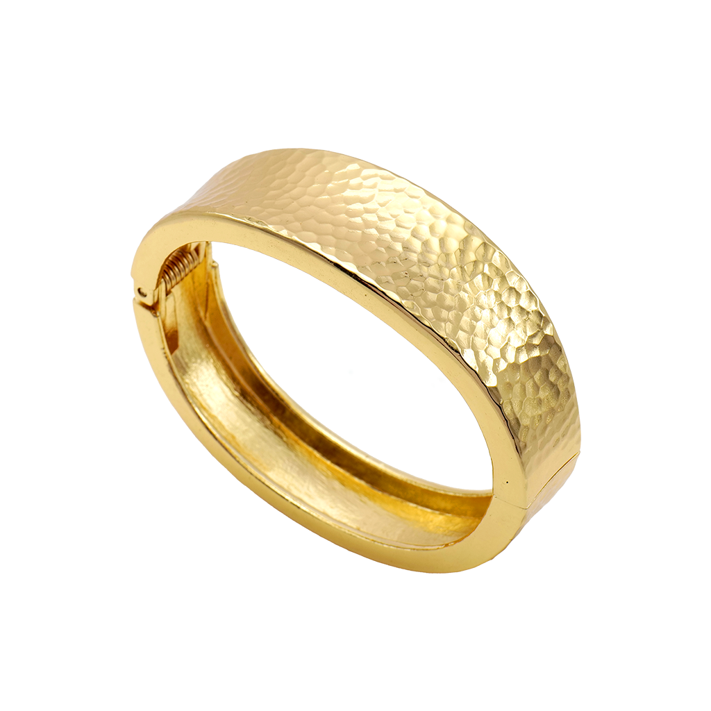 Gilded Honeycomb Hammered Bangle
