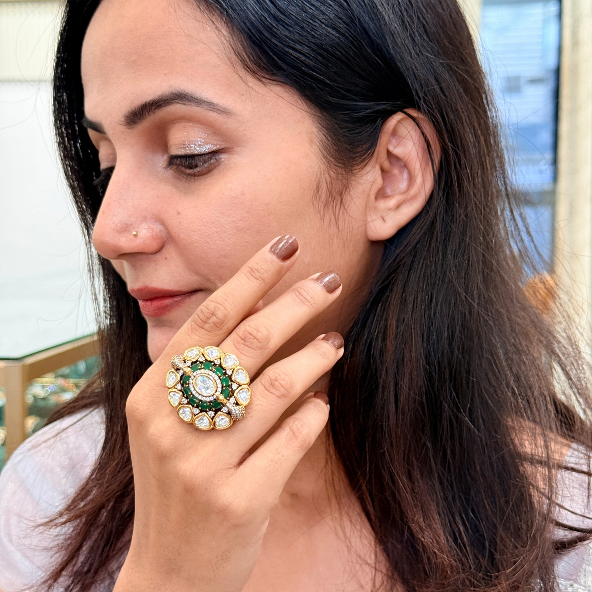 Floral Stone Ethnic Ring