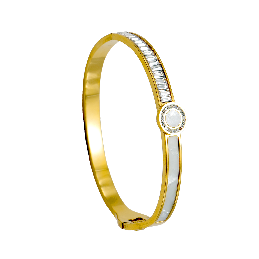 Gilded Baguette and Inlay Bangle