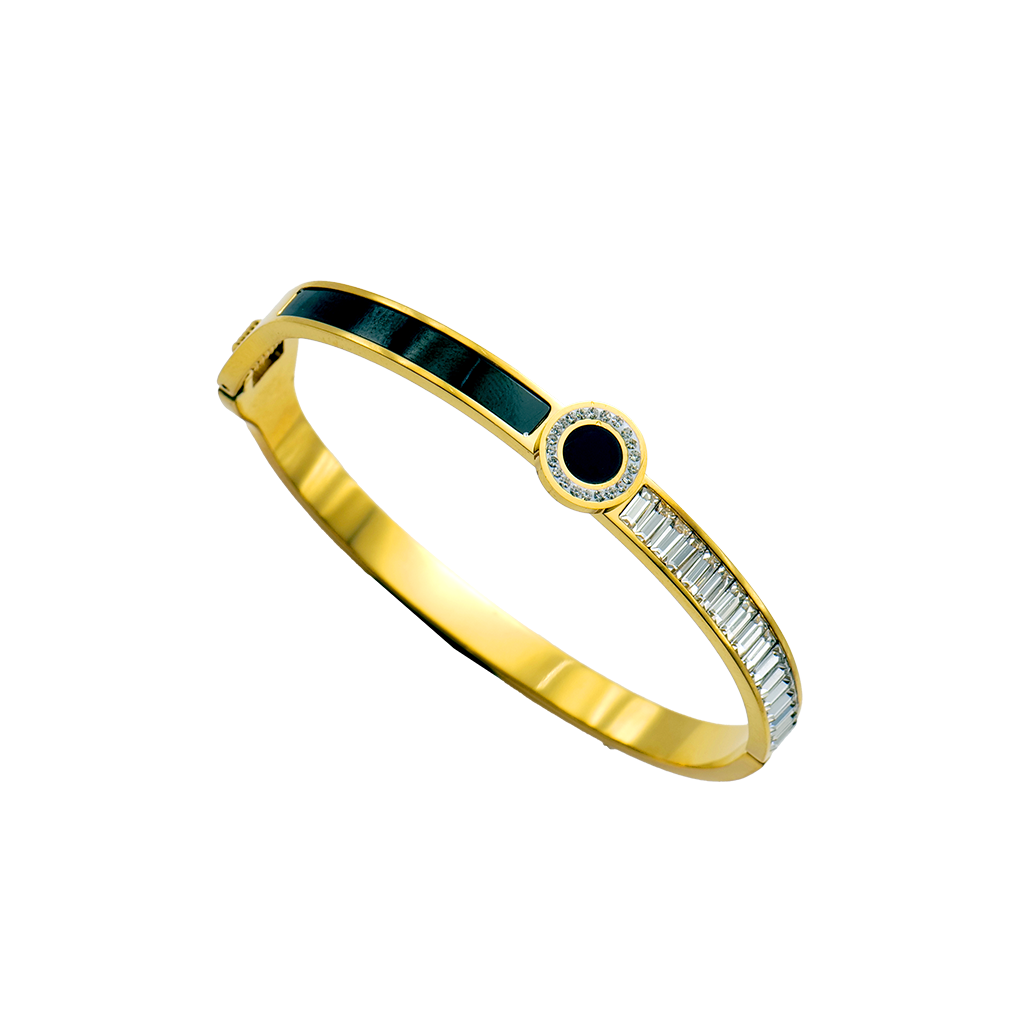 Gilded Baguette and Onyx-Style Bangle