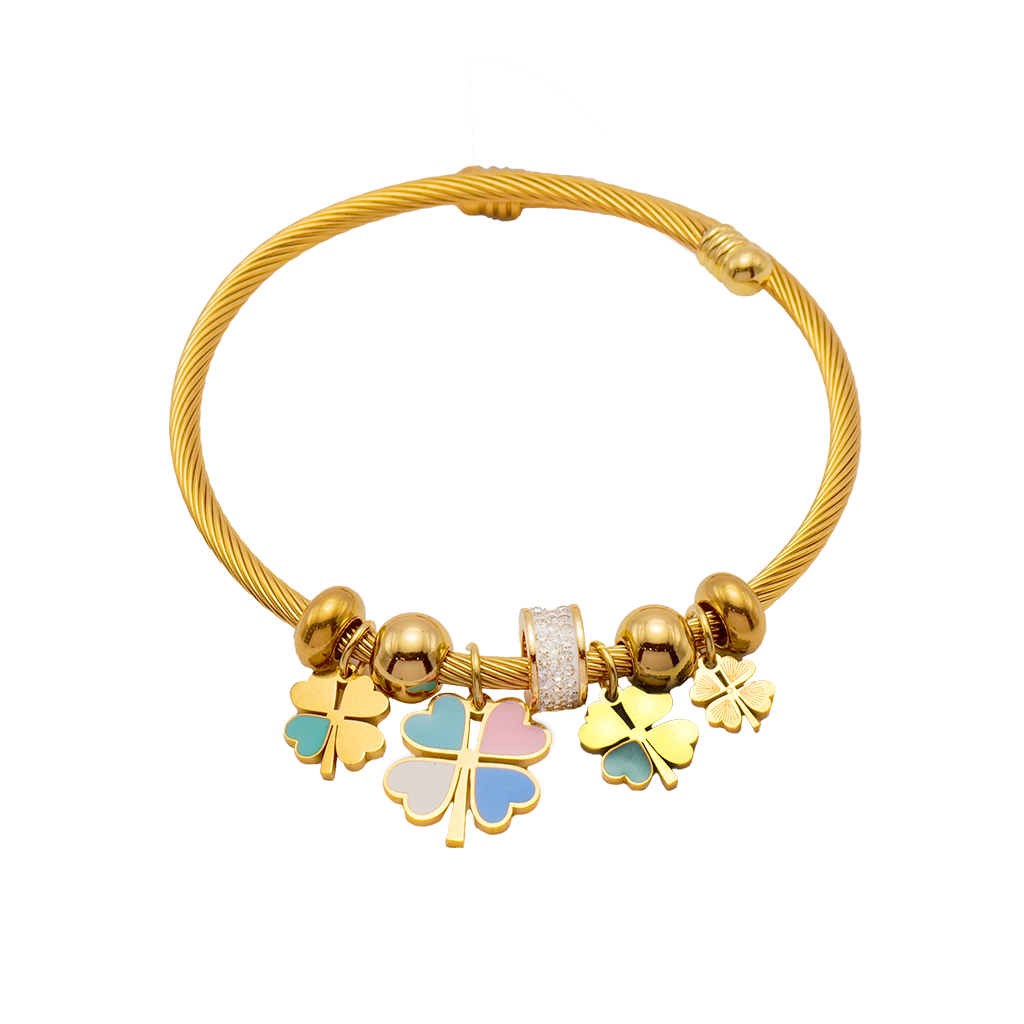 Gilded Lucky Clover Charm Bangle