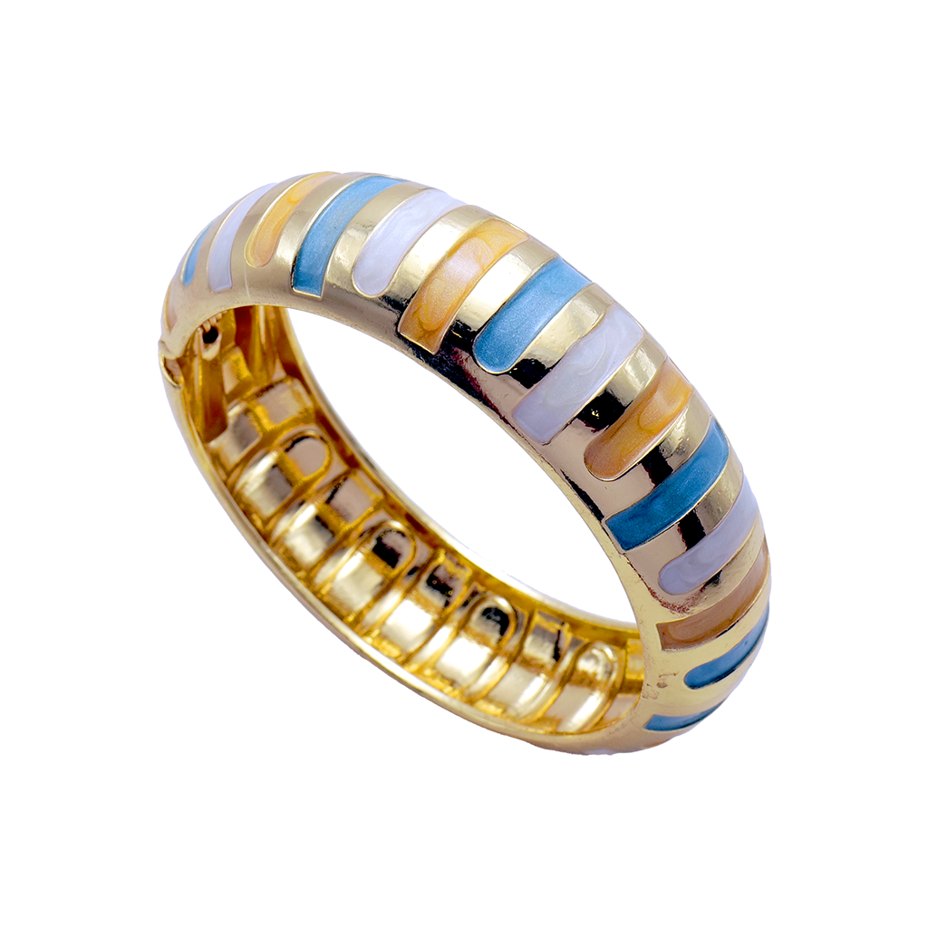 Gilded Pastel Striped Bangle