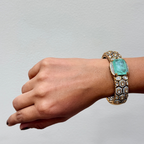 Green Emerald Statement Cuff Bracelet with CZ