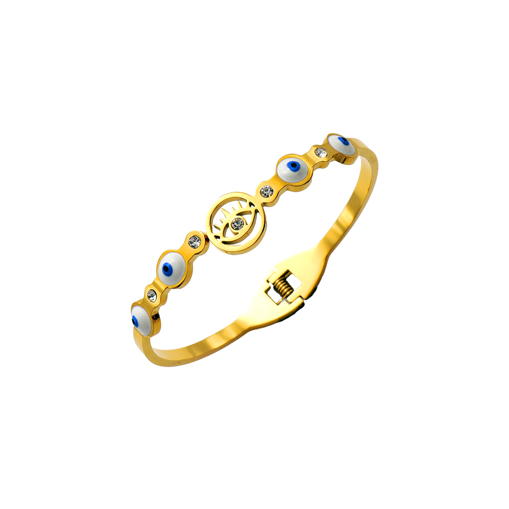 Gilded Evil Eye Charm Bangle
