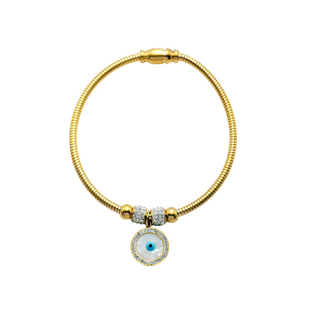 Gilded Medallion Evil Eye Snake Bangle
