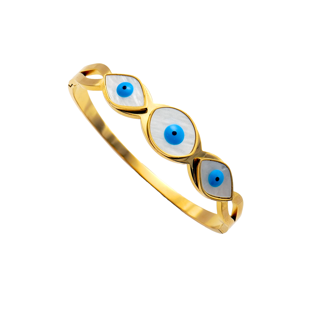 Gilded Triple Evil Eye Bangle