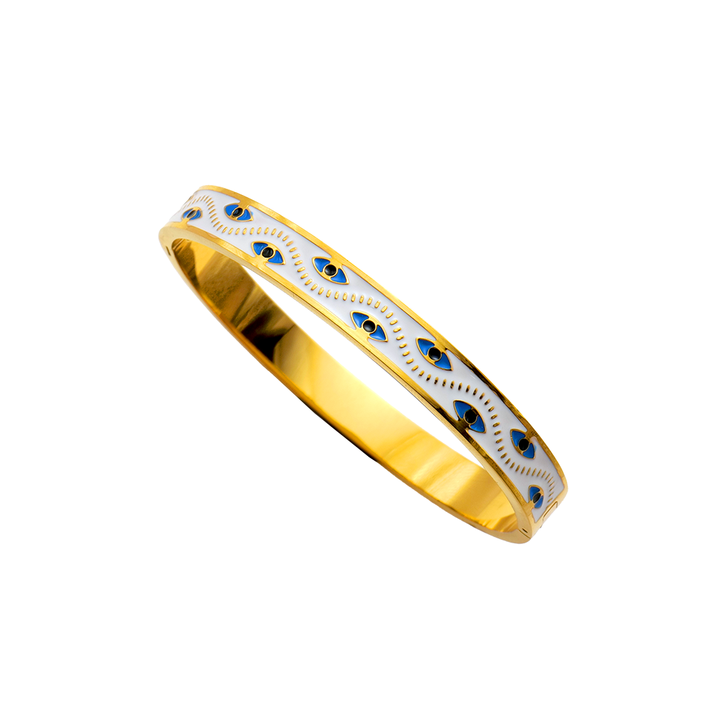 Gilded Enameled Evil Eye Bangle