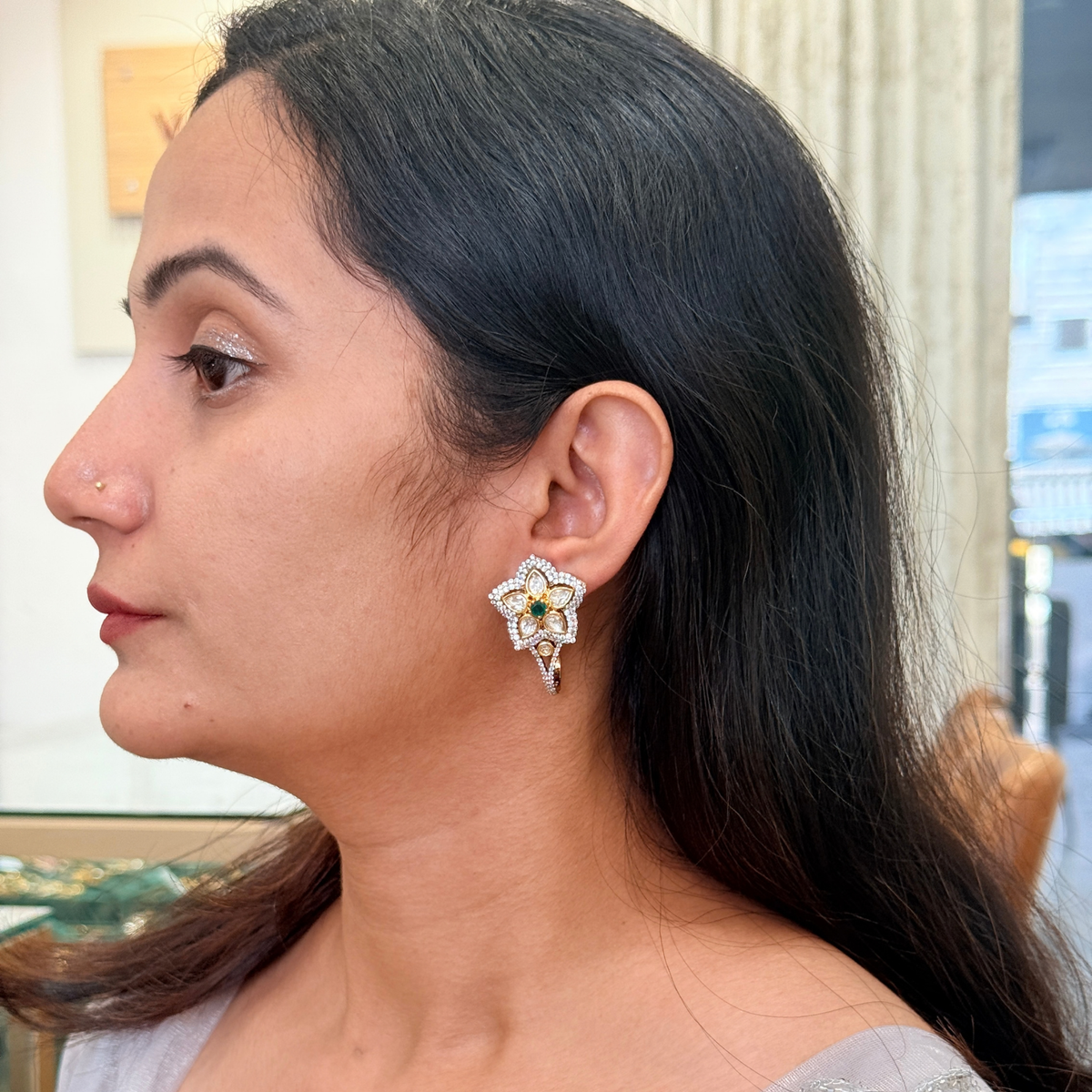 Tara Kundan-Inspired Floral Drop Earrings