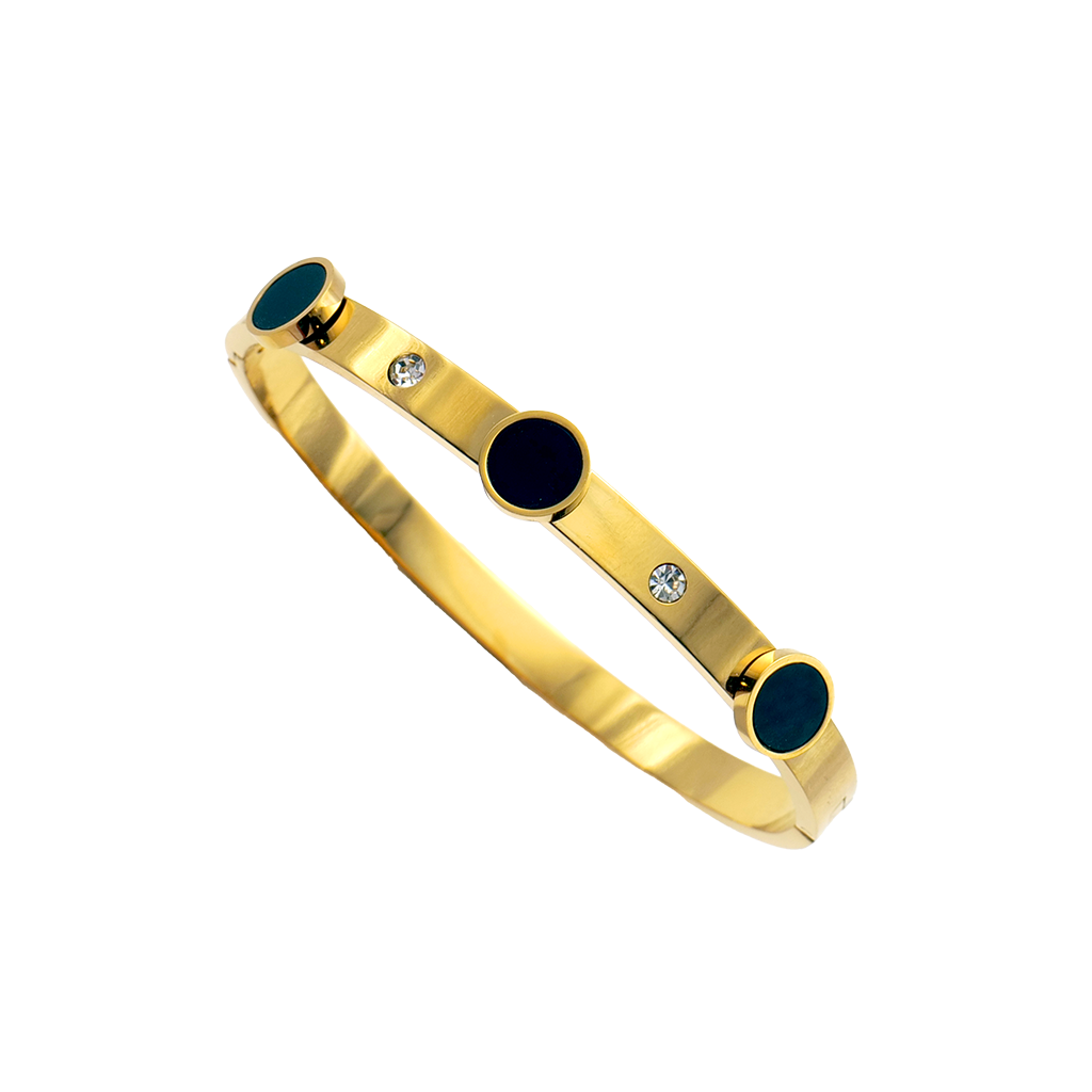 Gilded Onyx-Style Studded Bangle