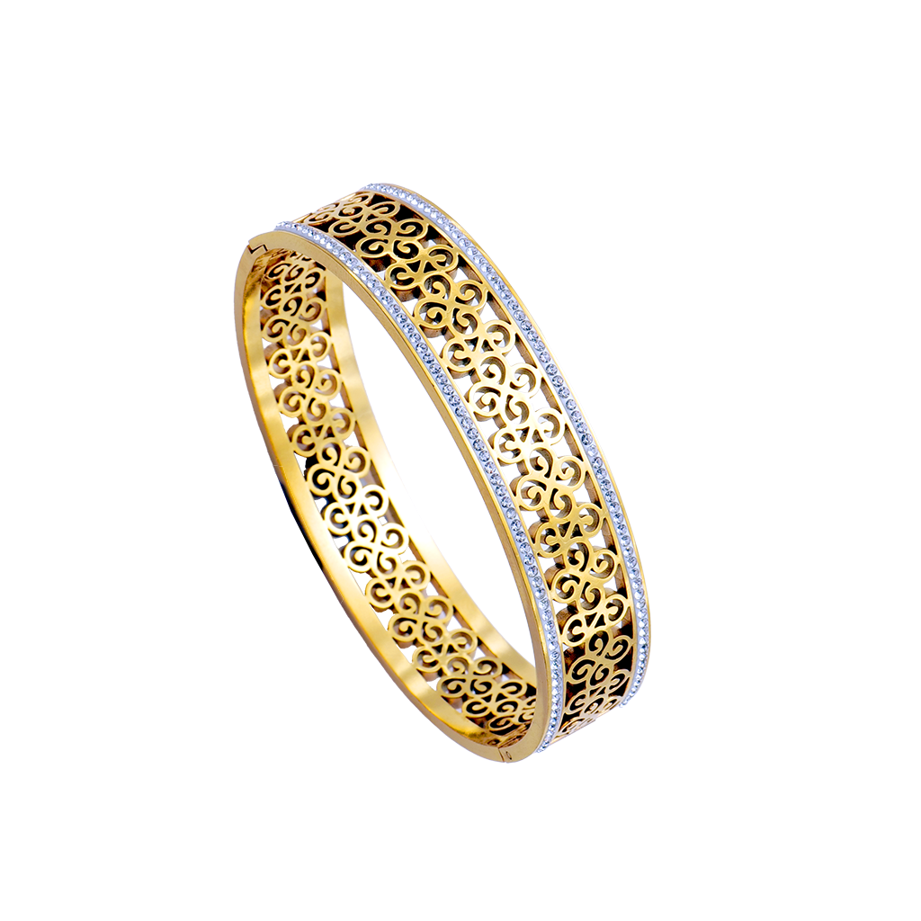 Gilded Filigree Pavé Bangle