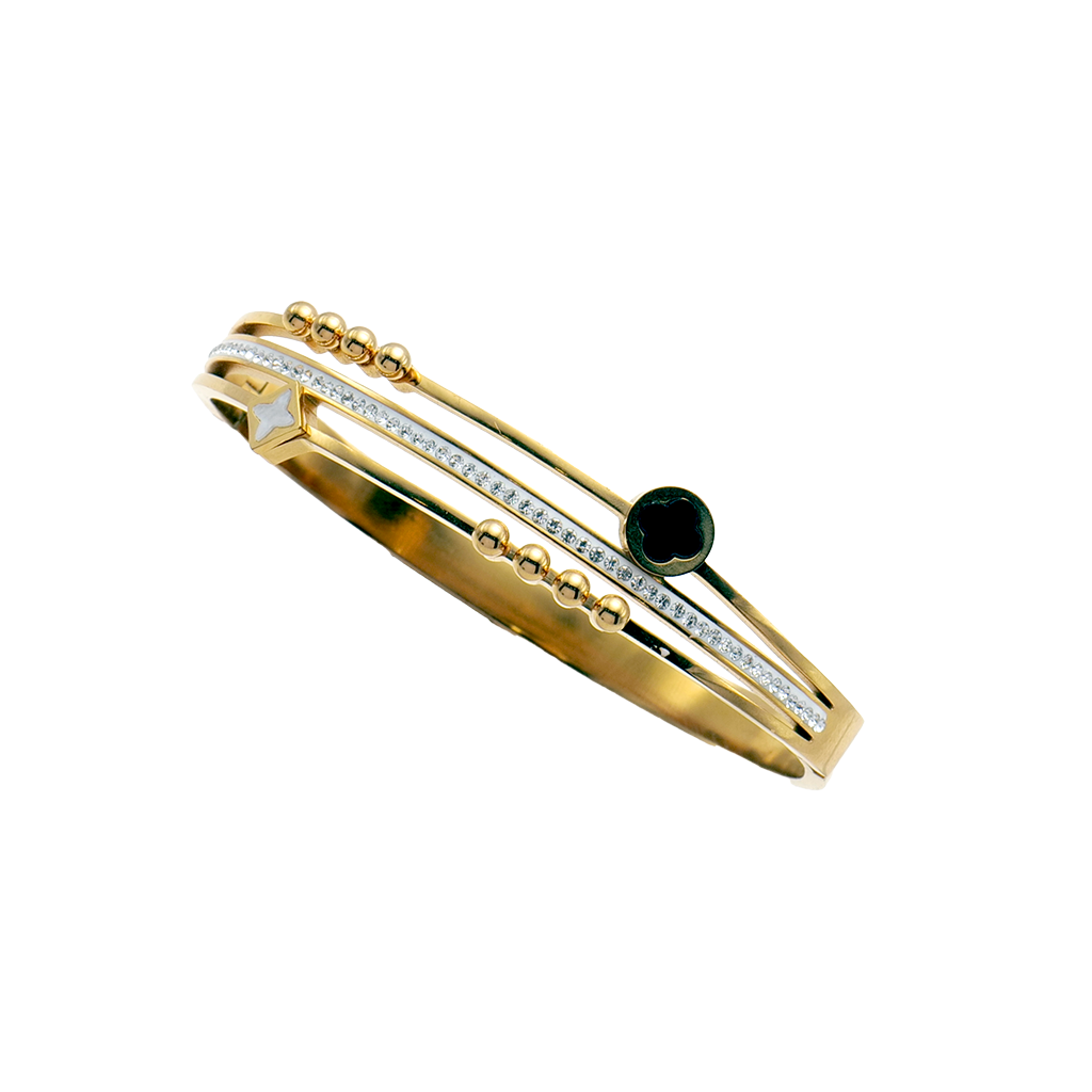 Gilded Triple-Band Clover Bangle