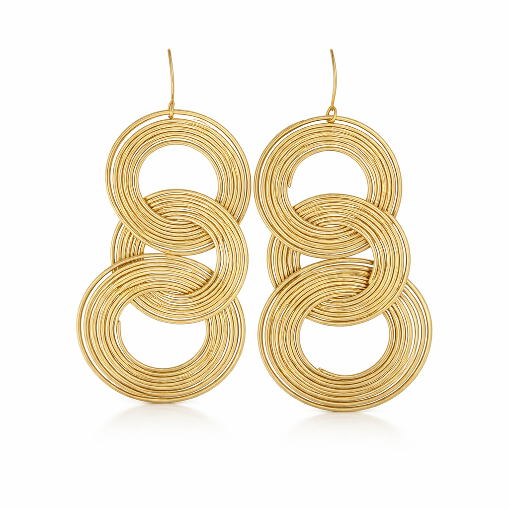 Golden Interlinked Spiral Earrings