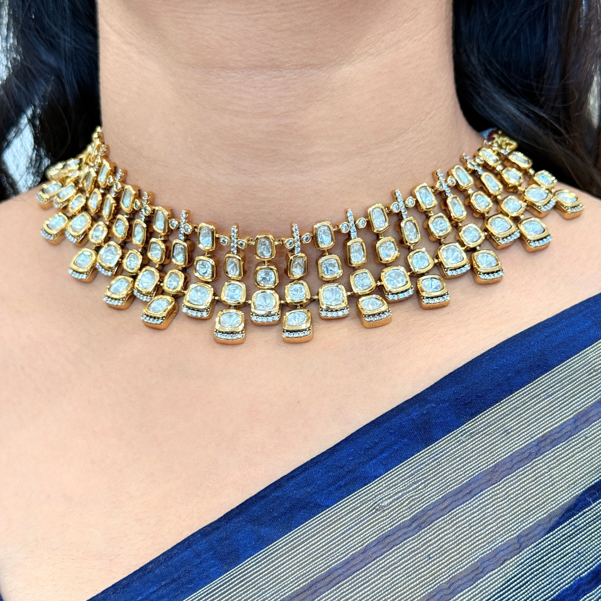 White Kundan-Inspired Necklace Earring Set