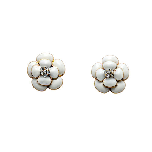 Gilded Camellia Crystal Studs