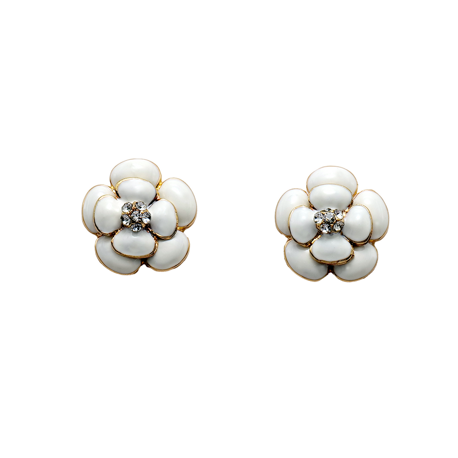 Gilded Camellia Crystal Studs