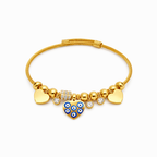 Evil Eye Heart Charm Gold-Tone Bracelet