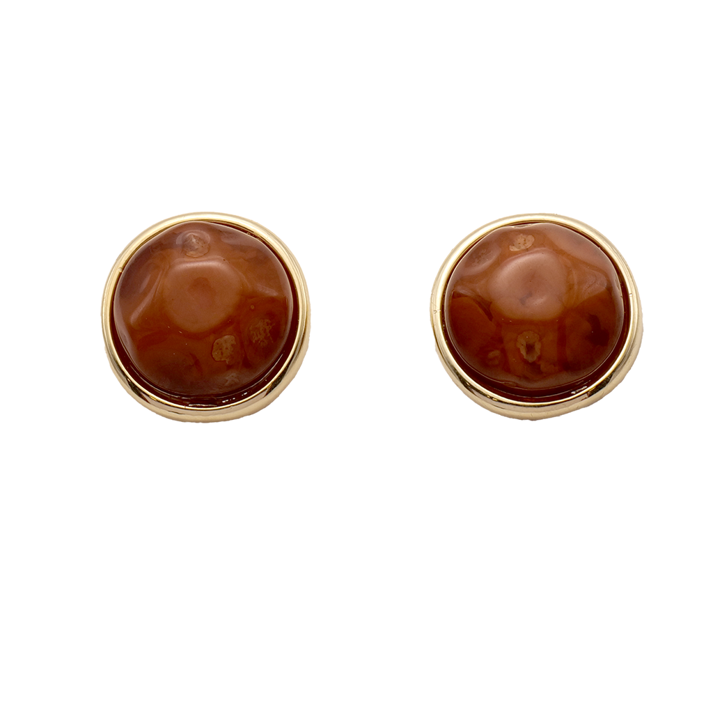 Gilded Cognac Marble Studs