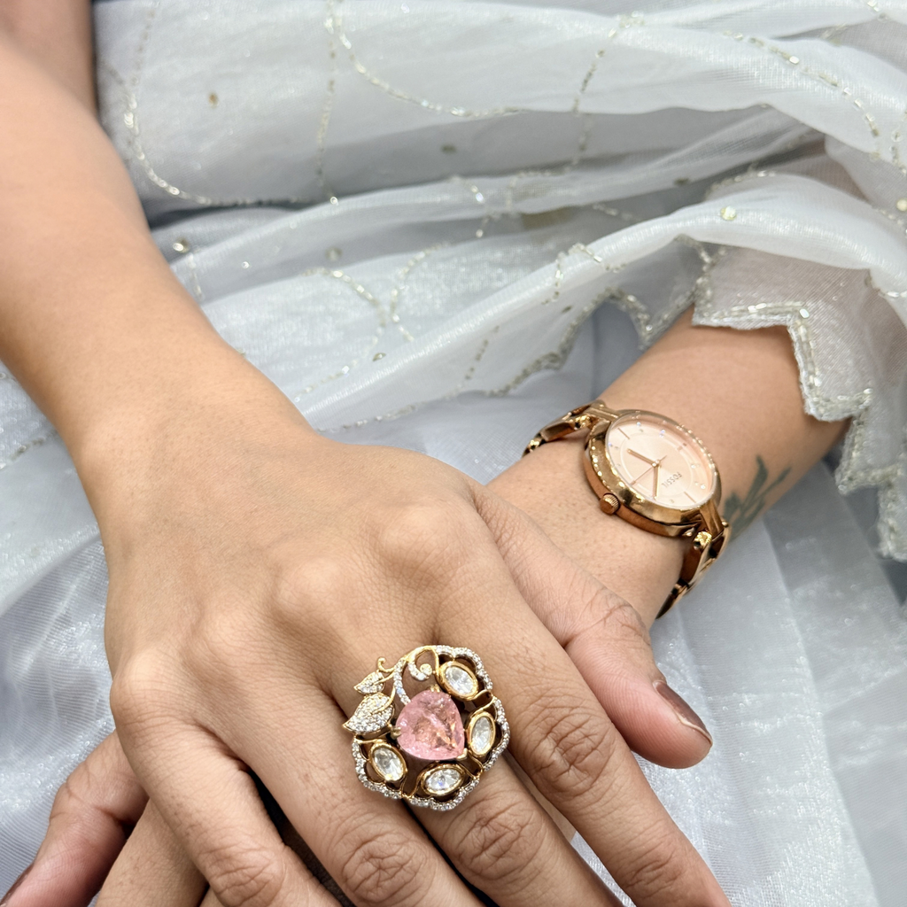 Mira Floral Stone Ethnic Ring