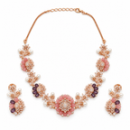 Blush Floral Rose-Tone Necklace Set