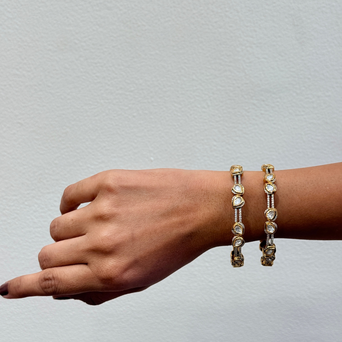 Gold-Tone Pearl-Style Designer Bangle