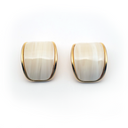 Ivory Glow Gold-Tone Trim Stud Earrings