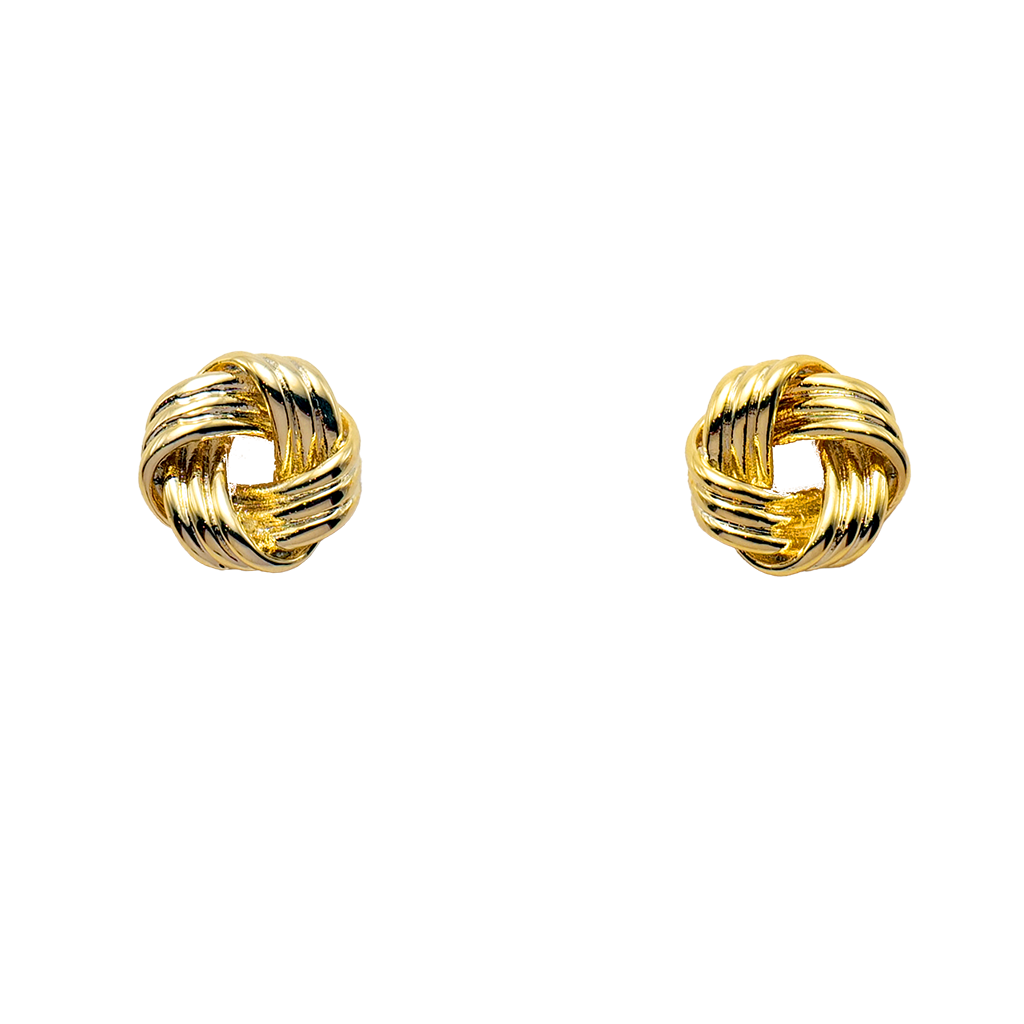 Gilded Ribbed Love Knot Studs
