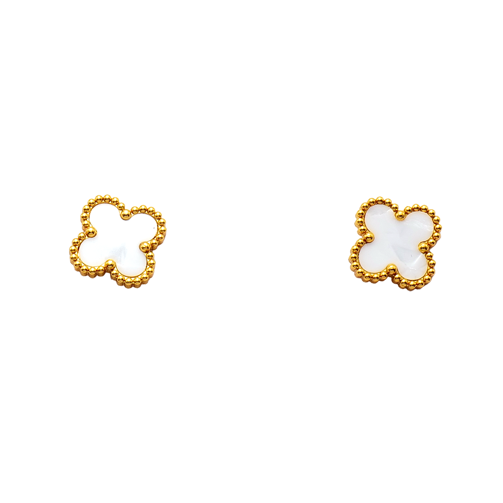 Gilded Pearlescent Clover Studs