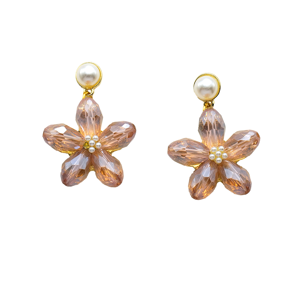Gilded Crystal Flora Drop Earrings