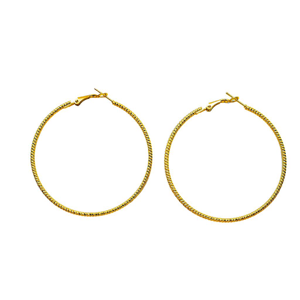 Gilded Diamond-Cut Oversized Hoops