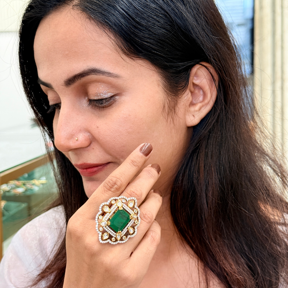 Tara Kundan-Inspired Floral Adjustable Ring