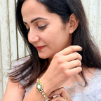 Floral Ruby Statement Bracelet with Gold-Tone Finish