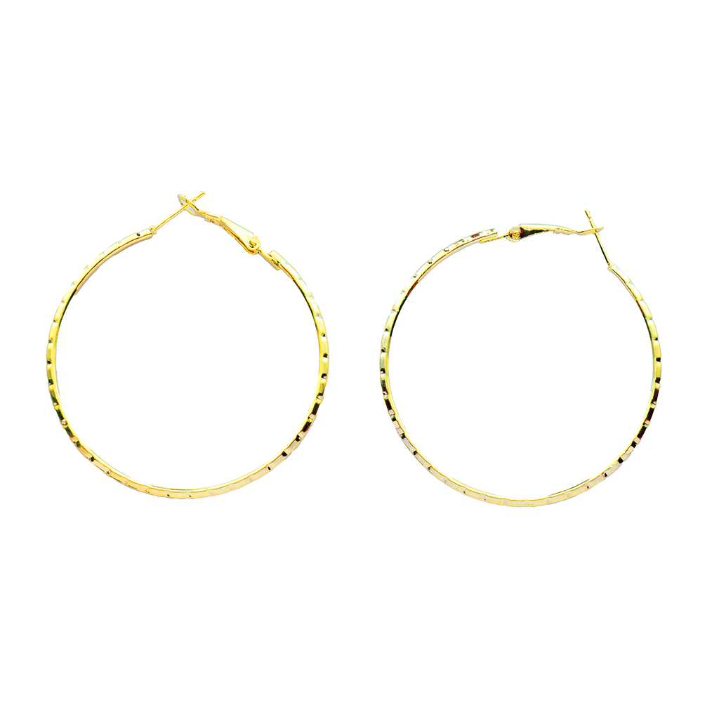 Gilded Hammered-Edge Oversized Hoops