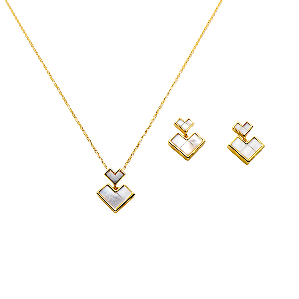 Gilded Geometric Pearl Mosaic Set