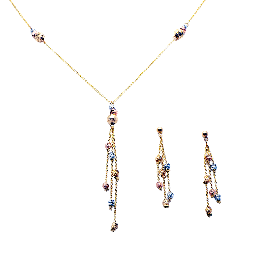 Gilded Tricolor Waterfall Jewelry Set