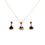 Gilded Black Fan Jewelry Set