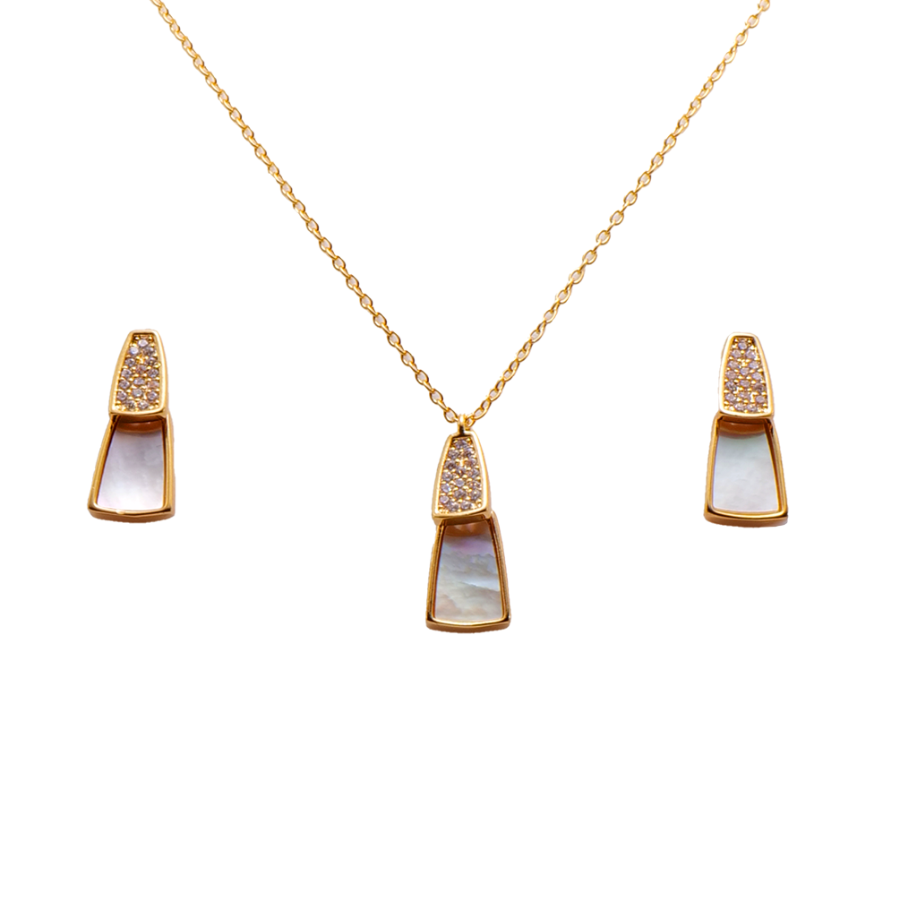 Gilded Pearlescent Trapezoid Jewelry Set