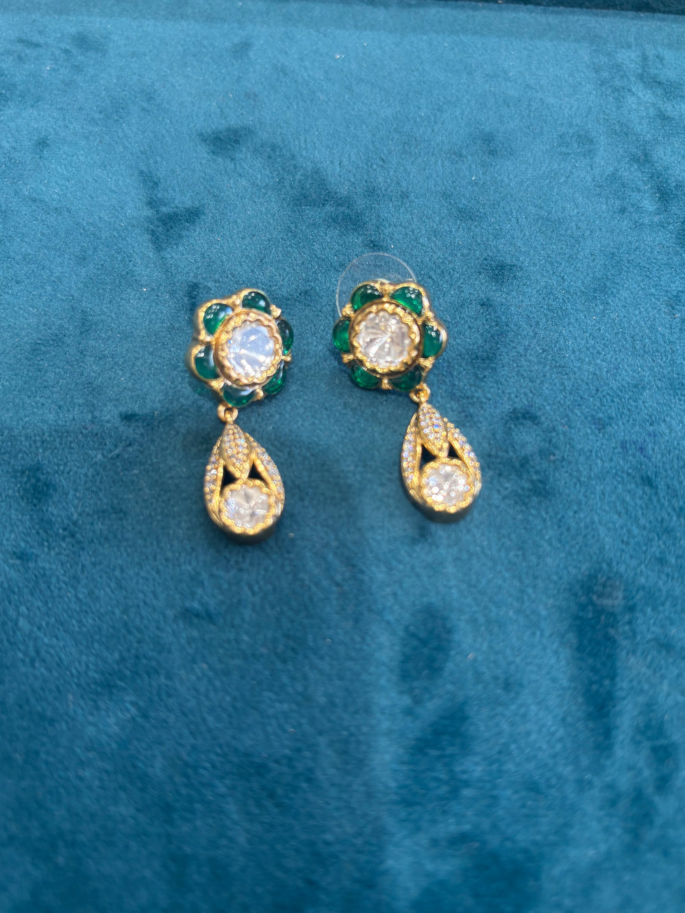 Kundan-Inspired Floral Drop Earrings real view 1