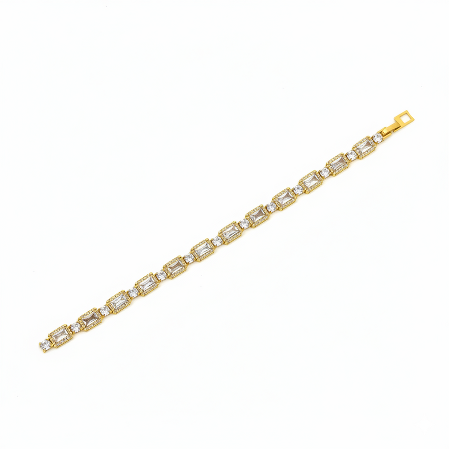 Radiant Emerald-Cut Halo Tennis Bracelet