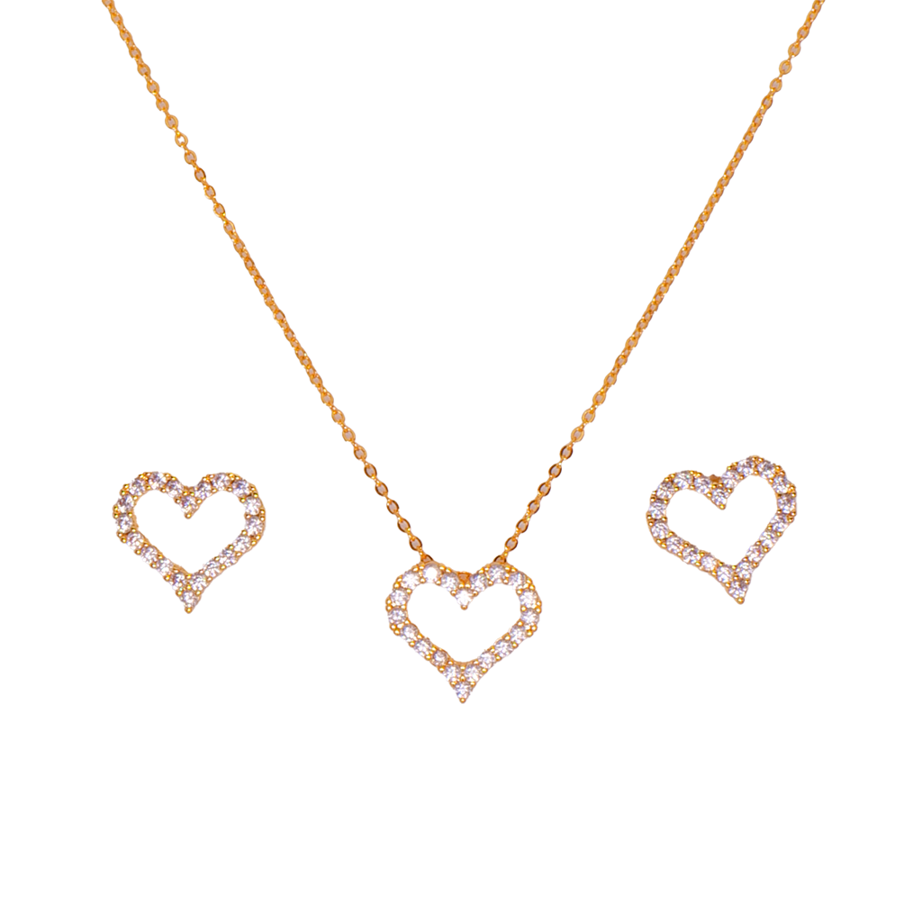 Gilded Crystal Heart Jewelry Set