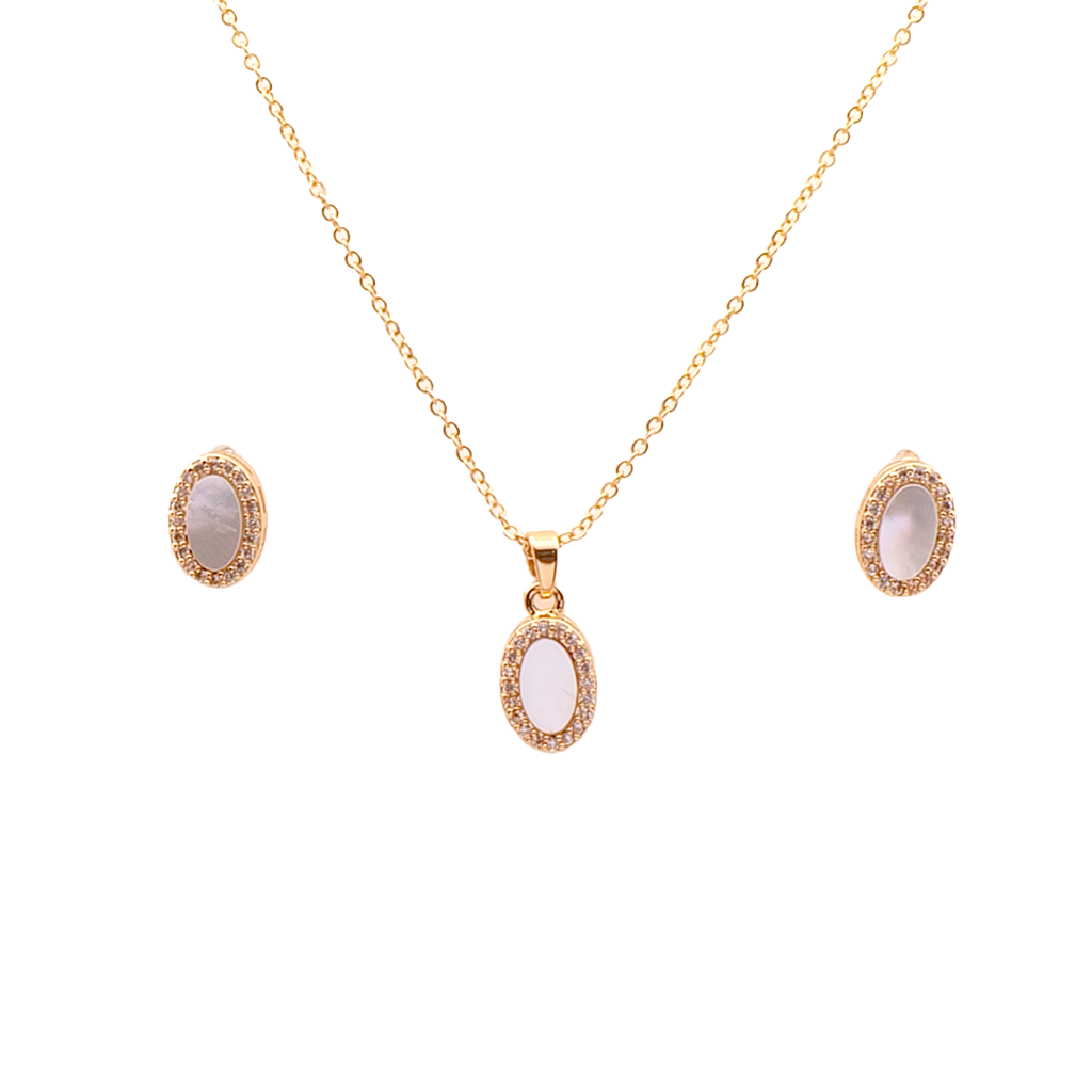 Gilded Pearlescent Oval Halo Set