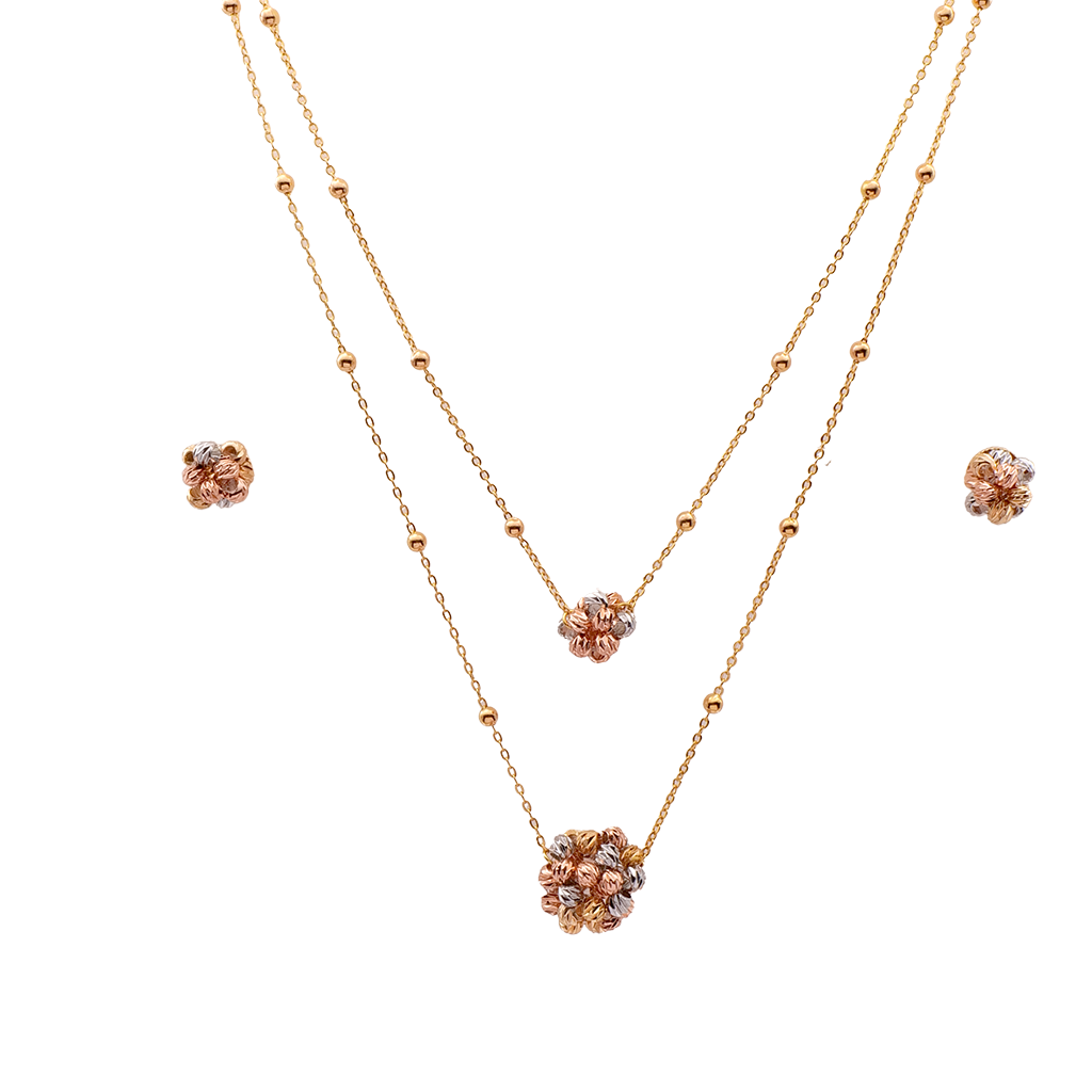 Layered Floral Golden Pendant Set