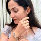 Emerald Statement Bracelet with Polki & CZ
