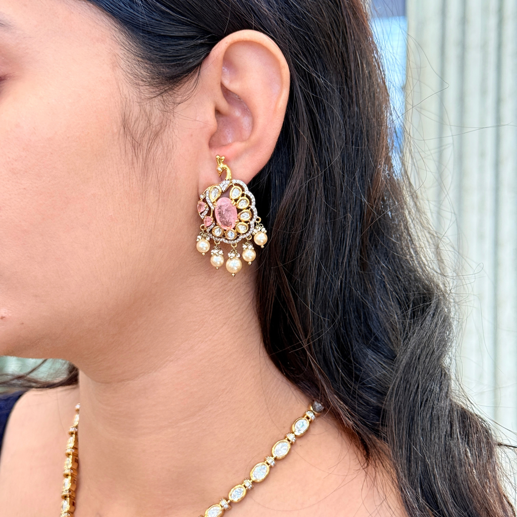 Peacock Kundan-Inspired Necklace Earring Set
